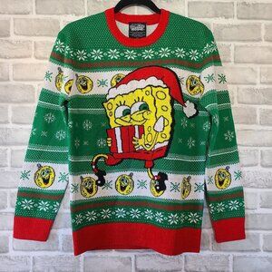 Nickelodeon SpongeBob SquarePants Ugly Christmas Sweater Mens Size Small Green